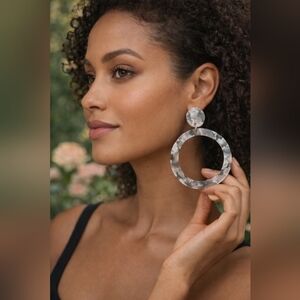 Marbled Open Circle Drop Earrings